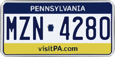 PA license plate MZN4280