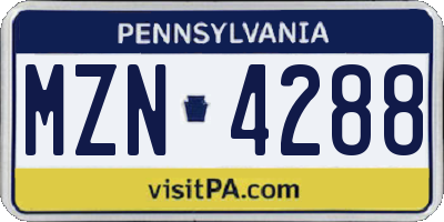 PA license plate MZN4288