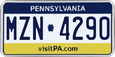 PA license plate MZN4290