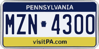 PA license plate MZN4300