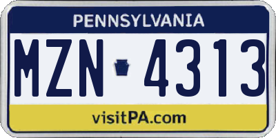 PA license plate MZN4313
