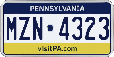 PA license plate MZN4323