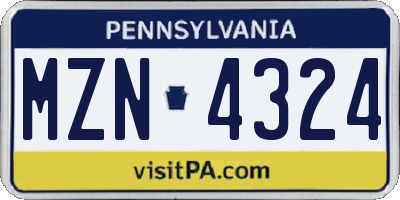 PA license plate MZN4324