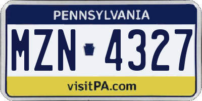 PA license plate MZN4327