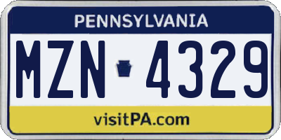 PA license plate MZN4329