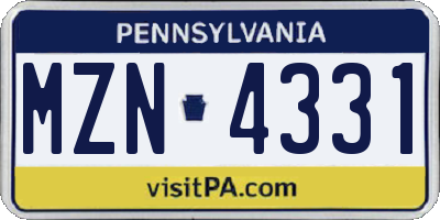PA license plate MZN4331