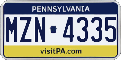 PA license plate MZN4335