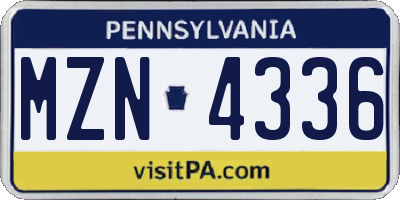 PA license plate MZN4336