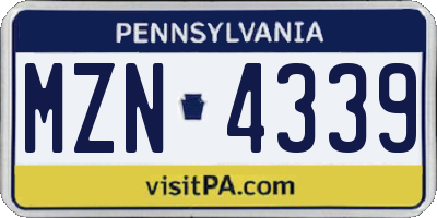 PA license plate MZN4339