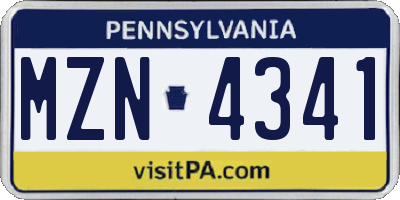 PA license plate MZN4341