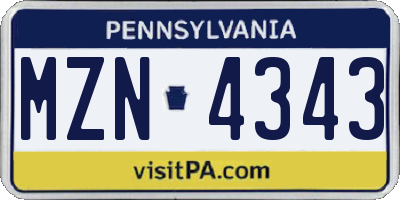 PA license plate MZN4343