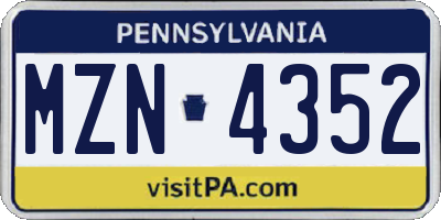 PA license plate MZN4352