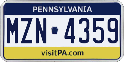 PA license plate MZN4359