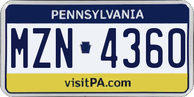PA license plate MZN4360