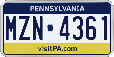 PA license plate MZN4361