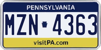 PA license plate MZN4363