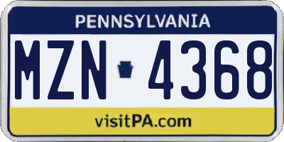 PA license plate MZN4368