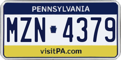PA license plate MZN4379