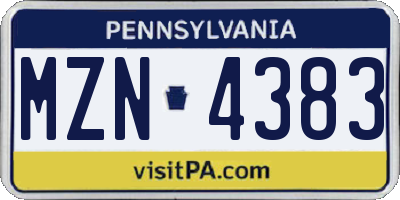 PA license plate MZN4383