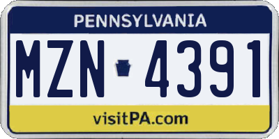 PA license plate MZN4391