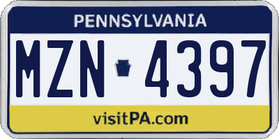 PA license plate MZN4397