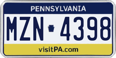 PA license plate MZN4398