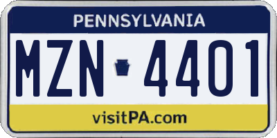 PA license plate MZN4401