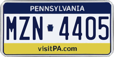 PA license plate MZN4405