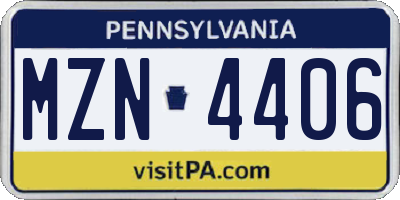 PA license plate MZN4406