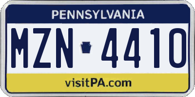 PA license plate MZN4410
