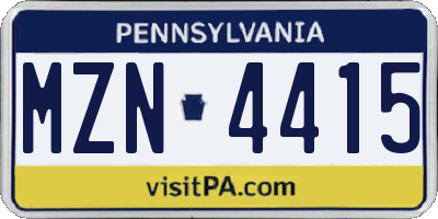 PA license plate MZN4415