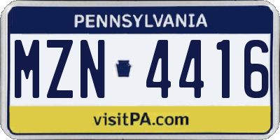 PA license plate MZN4416
