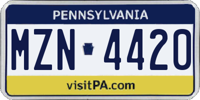 PA license plate MZN4420