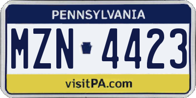 PA license plate MZN4423