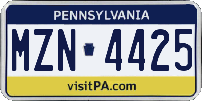 PA license plate MZN4425