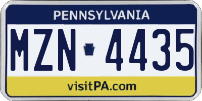PA license plate MZN4435