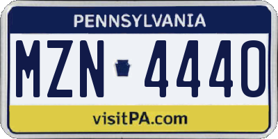 PA license plate MZN4440