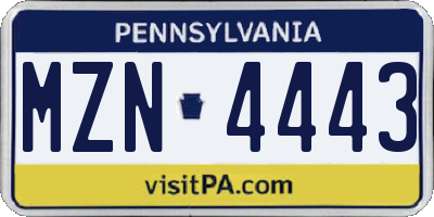 PA license plate MZN4443