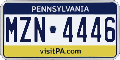 PA license plate MZN4446
