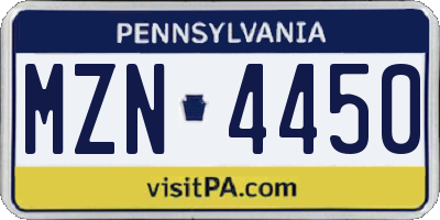 PA license plate MZN4450