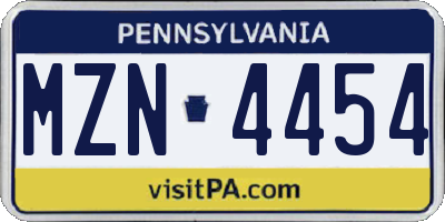 PA license plate MZN4454
