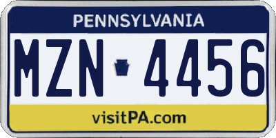 PA license plate MZN4456