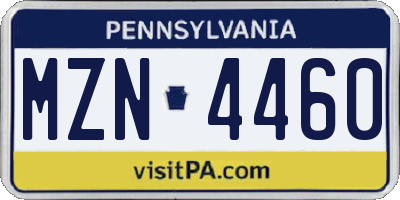 PA license plate MZN4460