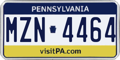 PA license plate MZN4464