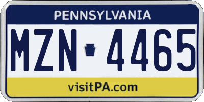 PA license plate MZN4465