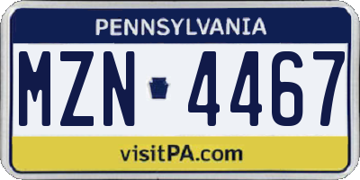 PA license plate MZN4467