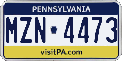 PA license plate MZN4473