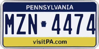 PA license plate MZN4474