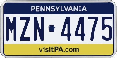 PA license plate MZN4475