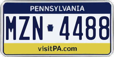 PA license plate MZN4488